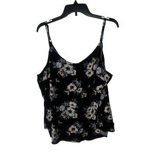 TORRID Womans Plus Size 3 3X Tank Top Shirt Black Purple Floral Sleeveless